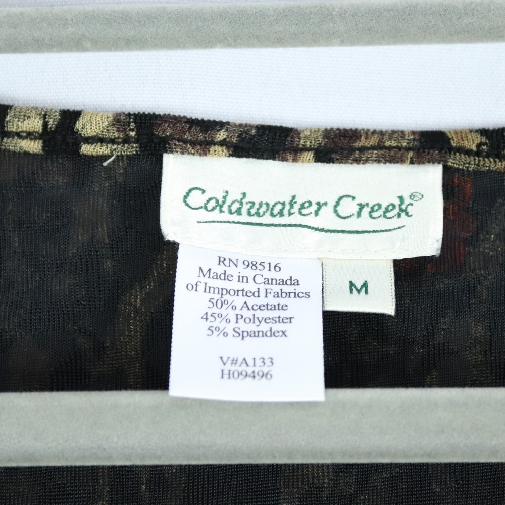 Coldwater Creek Leopard Black Red BrownFloral Top 3/4 Sleeve Size M Boho Chic - Picture 3 of 6